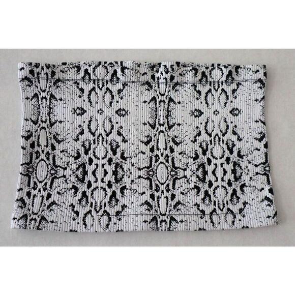 Intimately Free People Women Sz M/L White/Black Snake Print Adrienne Bandeau Top - Picture 1 of 4